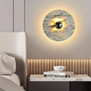 Axyaa Modern LED Wall Lamp - Circular Marble Living Room Lights