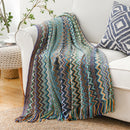 Axyaa Boho Knit Throw Blanket with Tassels - Soft Woven Sofa and Bed Plaid