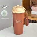 Axyaa Ceramic Thermal Coffee Tumbler with Stainless Steel Straw - Luxury Tea Thermos Bottle
