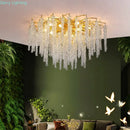Axyaa Nordic Crystal Tassel Chandelier for Living Room: Luxury Indoor Ceiling Pendant Lights