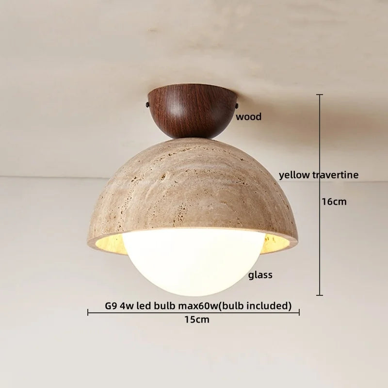 Axyaa Acryl Travertine LED Ceiling Light - Natural Stone Modern Ceiling Lamp