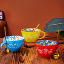 Axyaa 400ml Bohemian Ceramic Mugs for Coffee, Milk, Oatmeal, Microwaveable