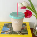Axyaa Bowknot Tumbler: Cute Straw Cup for Ice Coffee, Tea, Juice - Portable & Kawaii