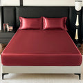 Axyaa Silk Satin King Fitted Sheet Set with Elastic Band - Soft & Silky Bed Cover