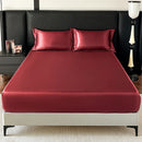 Axyaa Silk Satin King Fitted Sheet Set with Elastic Band - Soft & Silky Bed Cover