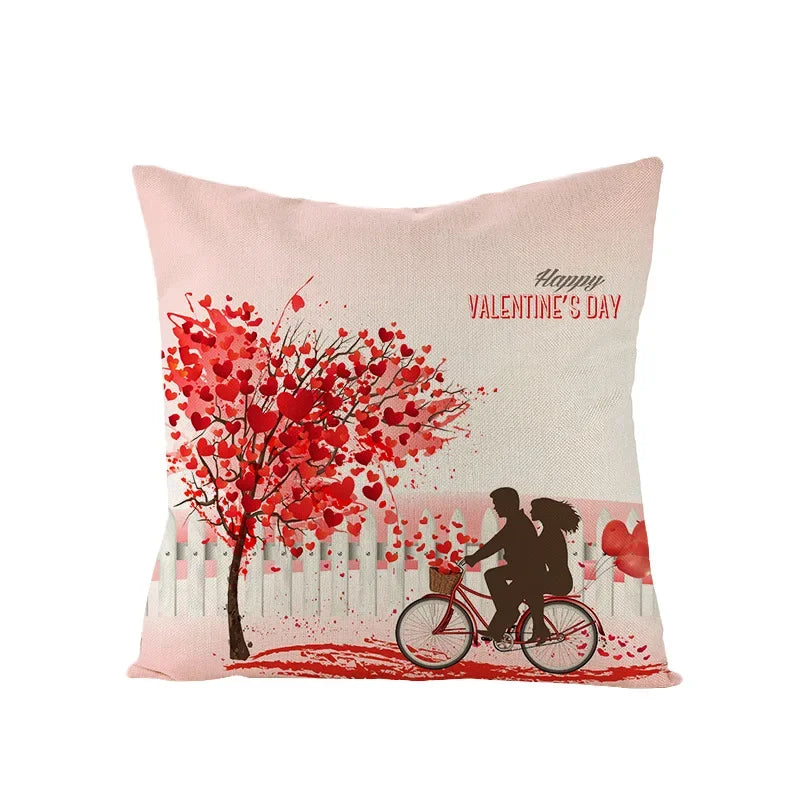 Valentine's Day Love Heart Cushion Cover 45x45cm by Axyaa