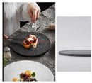 Axyaa 10" Stone Grain Ceramic Steak & Sushi Plate