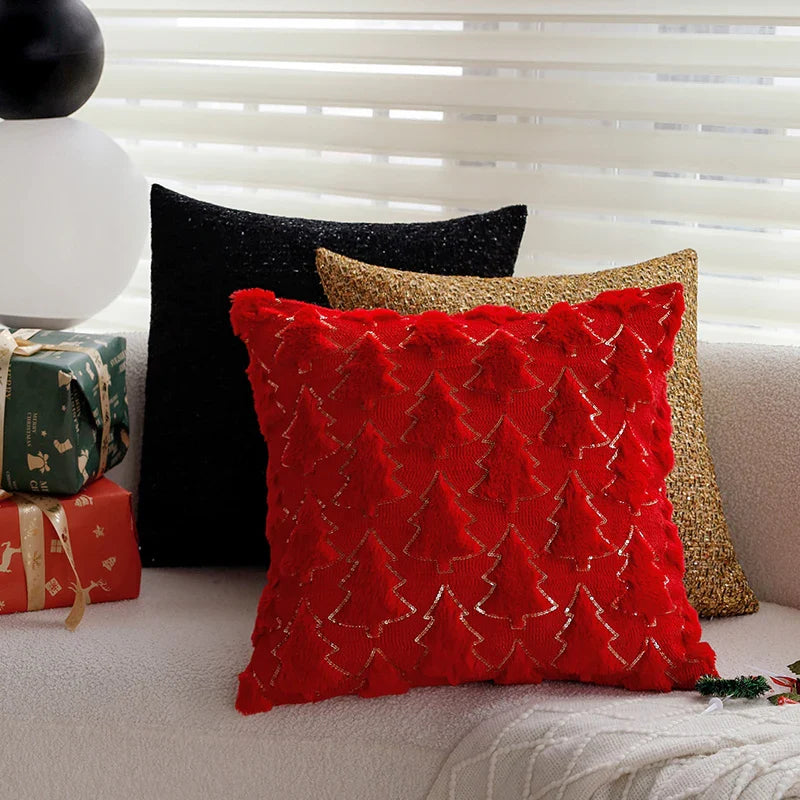 Axyaa Plush Christmas Pillow Cover 45x45cm for Living Room Sofa Party