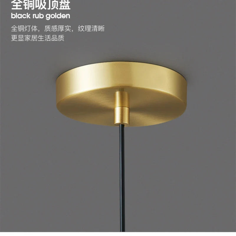 Axyaa Gold lron LED Pendant Lamp with Glass Ball Water Drops for Bedroom Lighting