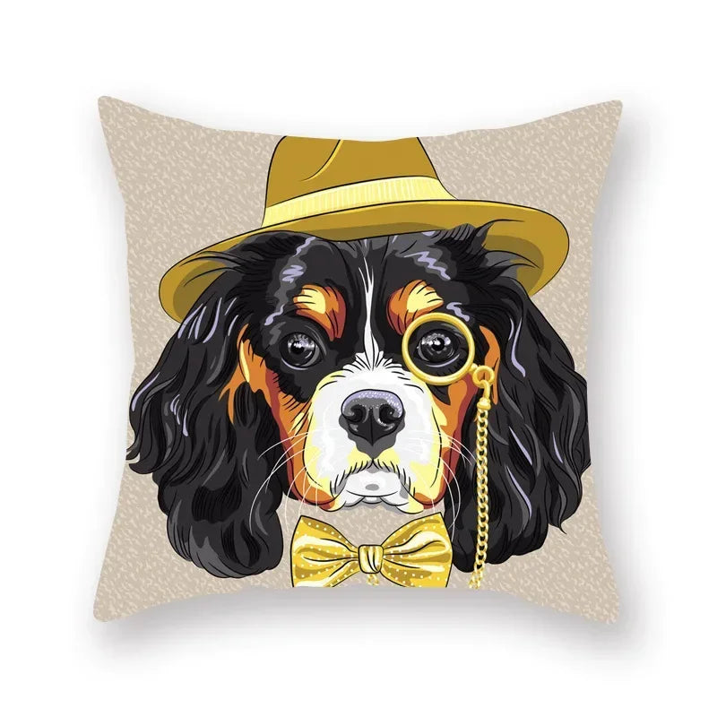 Axyaa Cartoon Animal Print Polyester Pillow Cover for Home Decor