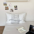 Axyaa White Cotton Pillowcase with Letter Print, Soft & Breathable Single Cover
