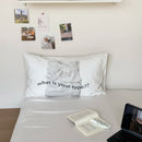 Axyaa White Cotton Pillowcase with Letter Print, Soft & Breathable Single Cover