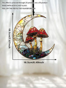 Axyaa Crescent Moon & Mushroom Suncatcher, Window Hanging, Wall Art Decor, Nature Lovers Gift