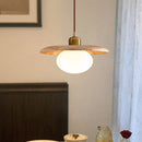 Axyaa Antique Brass LED Pendant Lamp Retro Wood Glass Hanging Light