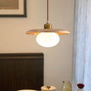 Axyaa Antique Brass LED Pendant Lamp with White Glass, Retro Design, Adjustable Height