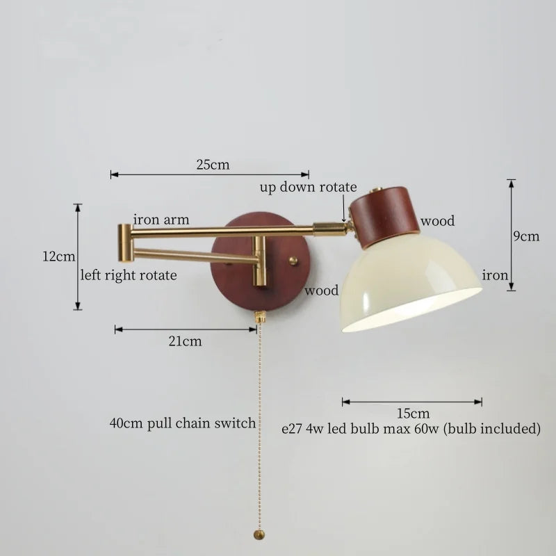 Axyaa White Pumpkin LED Wall Light - Swing Arm Nordic Modern Wandlamp