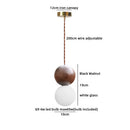 Axyaa Wood Glass LED Pendant Light: Bedroom Chandelier Headboard Lamp - Coffee Black Walnut