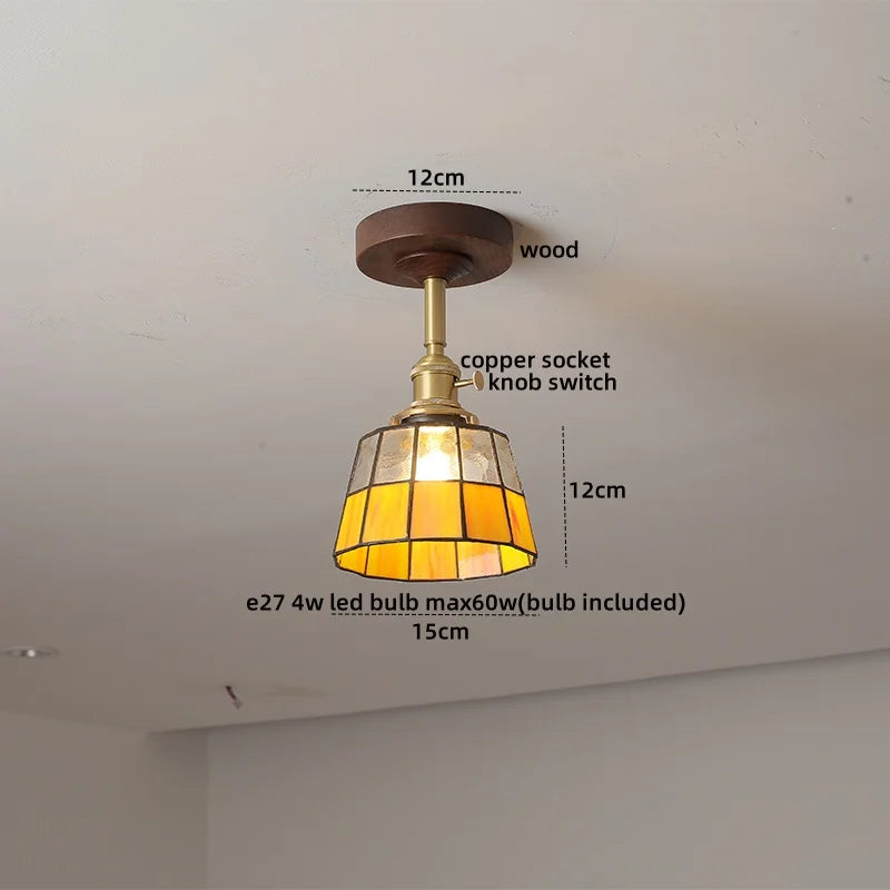 Axyaa Green Glass LED Ceiling Lights for Modern Indoor Lighting