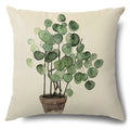 Axyaa Green Leaf Linen Pillowcase, Simple Style Decorative Sofa Cushion Cover
