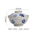 Axyaa Floral Ceramic Bowl with Lid - Vintage Large Soup & Ramen Bowl