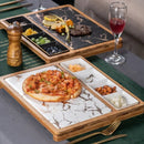 Axyaa Nordic Gold Pattern Square Ceramic Steak Plate Snack Dish Grid Pattern