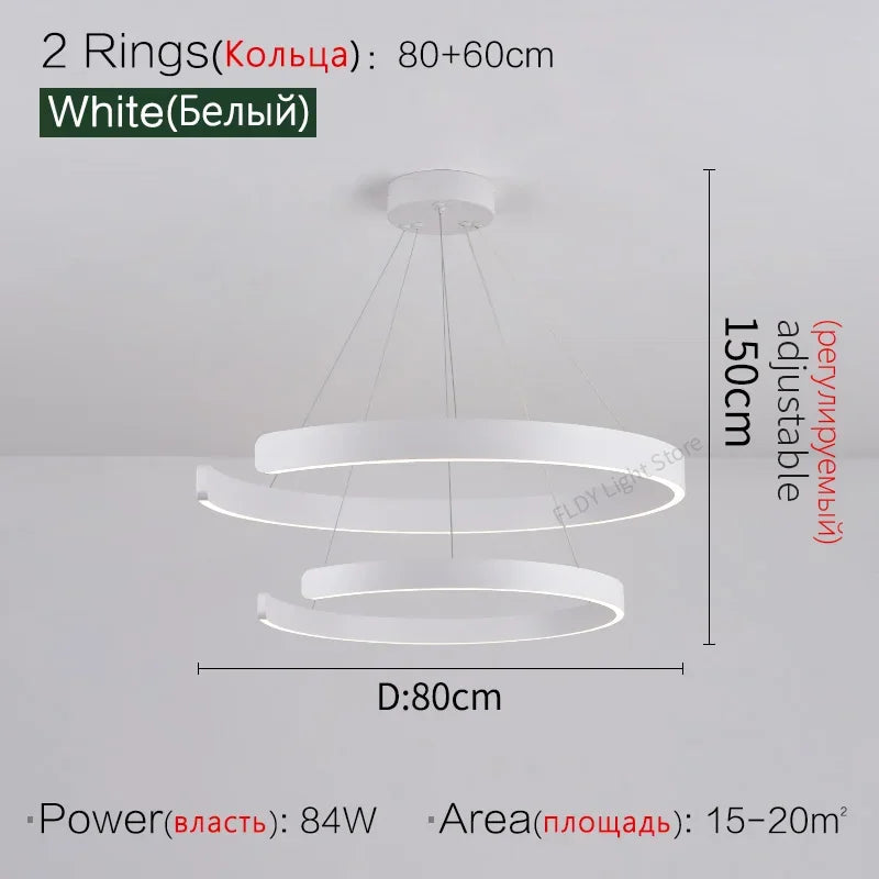 Axyaa Circular C-shaped Pendant Light for Modern Living Room & Dining Room