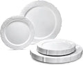 Axyaa Vintage Wedding Party Plastic Plates & Cutlery Set - 80 Guests