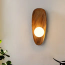 Wooden Wall Mounted Lamp with Glass Lampshade - Axyaa Vintage LED Light Fixture
