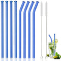 Axyaa Glass Straws - Set of 10 Eco-Friendly Reusable Cocktail Smoothie Bar Accessories