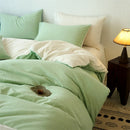 Axyaa Washed Cotton Duvet Cover Set - Blue, Soft, Breathable, Four Season Bed Linens