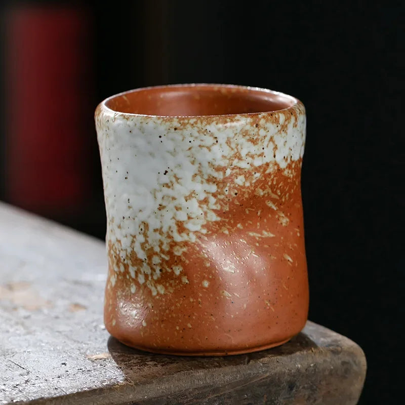 Axyaa Coarse Pottery Coffee Cup Hand Holding Retro Japanese Ceramic Espresso Cup