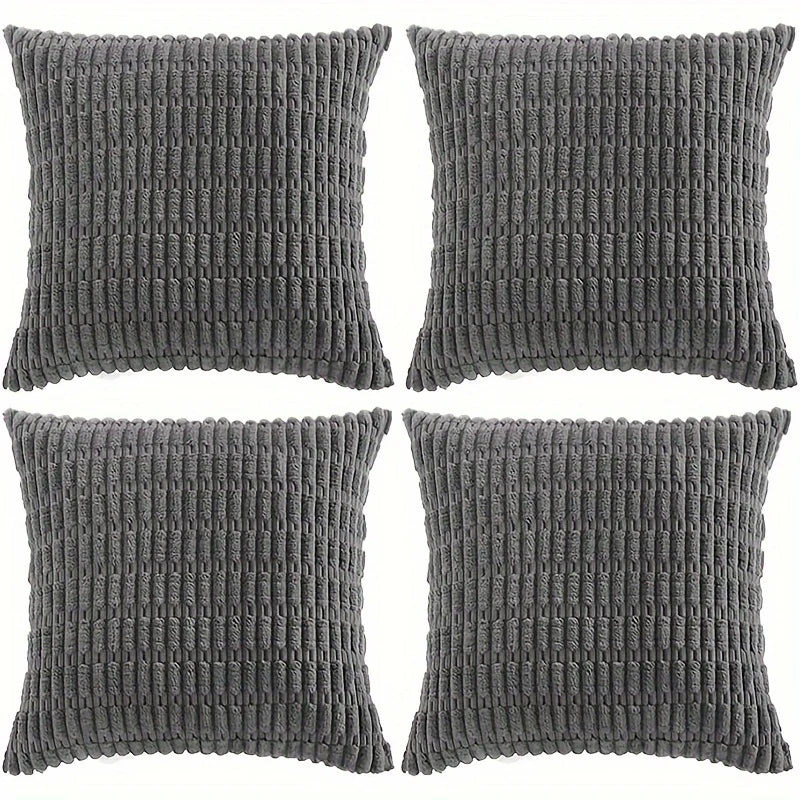 Axyaa Soft Plush Striped Corduroy Throw Pillowcase Set for Home Décor