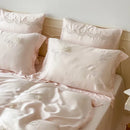 Axyaa French Style Flower Embroidered 100% Lyocell Bedding Set Pink