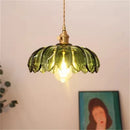 Stained Glass Pendant Lights by Axyaa - Green & White Vintage Art for Kitchen & Dining Room