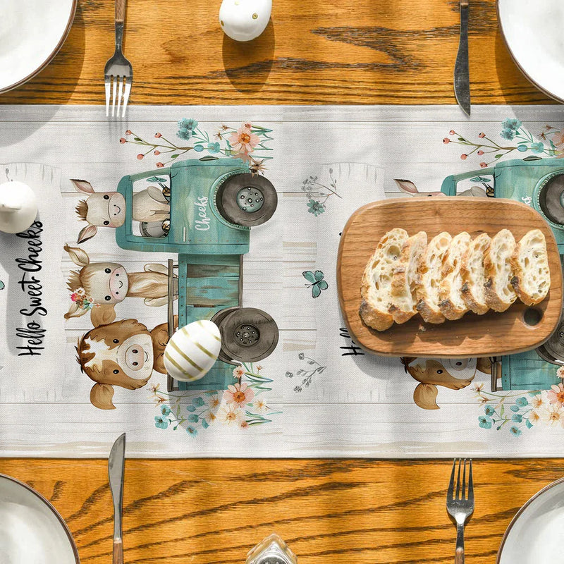 Watercolor Flowers Table Runners by Axyaa: Farmhouse Dining Table Decor for Holidays, Parties, Weddings