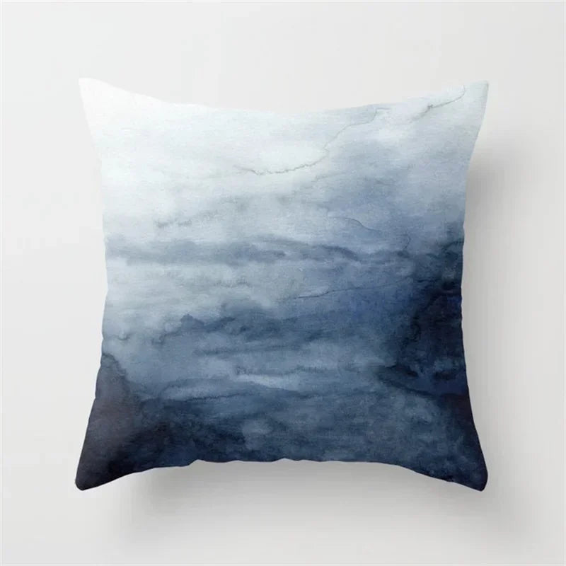 Geometric Blue Ink Flower Pillowcase for Stylish Home Decor by Axyaa