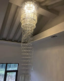 Axyaa Luxury K9 Crystal Chandelier Modern LED Pendant Light for Staircase and Home Decor