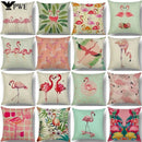 Axyaa Flamingo Print Linen Pillowcase 45*45cm