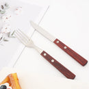 Axyaa 12Pcs Wood Handle Silver Forks Set, Stainless Steel Flatware Dinnerware