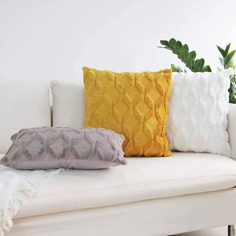 Yellow Plush Cushion Cover 45x45 - Axyaa Home Living Room Sofa Decor
