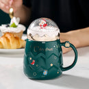 Axyaa Santa Claus Ceramic Coffee Mug with Snow Globe Lid - Christmas Gift