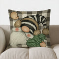Axyaa Snowman Checkered & Snowflake Pillow Cover for Sofa, Bedroom, Car