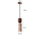 Axyaa LED Travertine Stone Cylinder Pendant Light for Bedroom and Living Room