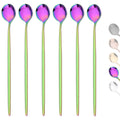 Axyaa Stainless Steel Rose Gold Long Handle Ice Tea Coffee Stir Spoon Set