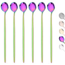 Axyaa Stainless Steel Rose Gold Long Handle Ice Tea Coffee Stir Spoon Set