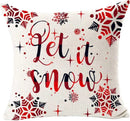 Axyaa Christmas Snowflake Red Bear Linen Pillow Cover 45x45 Square