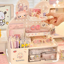 Axyaa Cute Bunny Desk Organizer Pen Holder Cosmetic Shelf Storage Stationary Rack