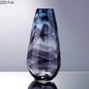 Axyaa Blue Ripple Glass Vase Hydroponic Flower Pots Home Decor Artificial Floral Arrangement