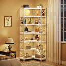 Axyaa Industrial 7-Tier Corner Bookcase for Stylish Storage and Display