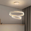 Axyaa Circle Rings LED Pendant Lights for Living Room Dining Room, Modern Acrylic Aluminum Chandelier